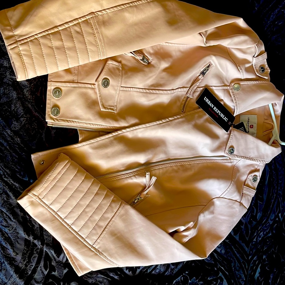 Light pink faux leather jackets